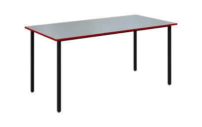 JSB 160N Jídelní stůl 1600 x 800 mm, deska šedá s hranou červená flamengo / podnož černá